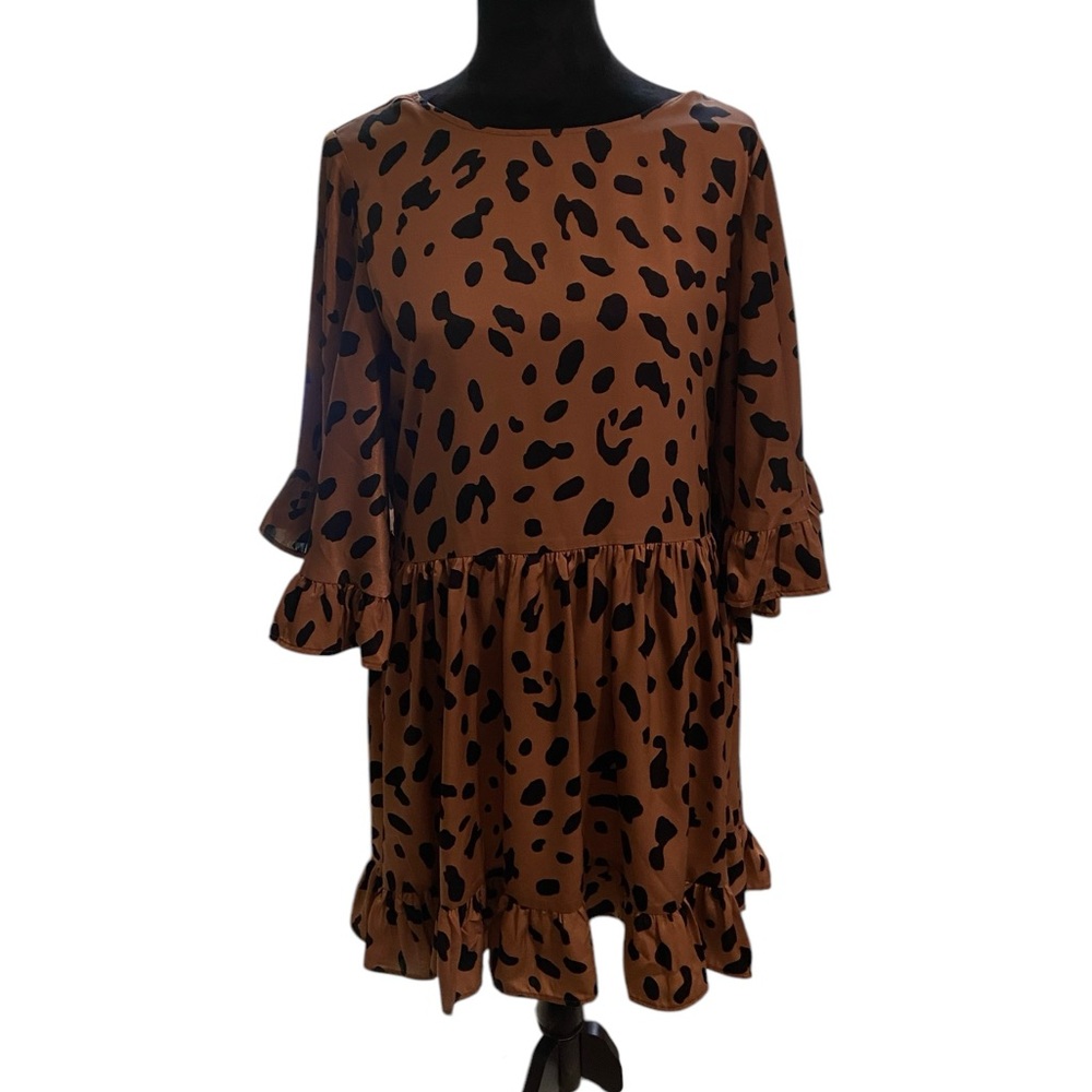 Brown Ruffled High-Low Sundress